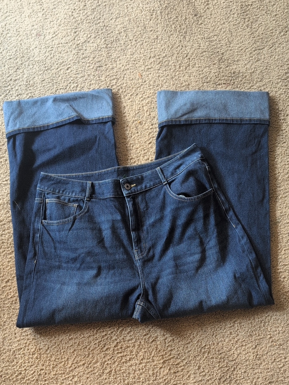 HALARA Dark Blue Wide Leg Cut Jeans